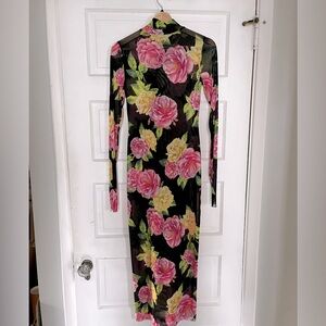 Sheer long sleeve dress with slip